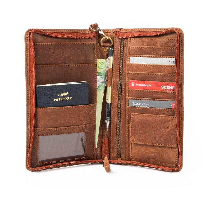 Zip Around Leather Passport Holder Personalized Full Grain Etsy