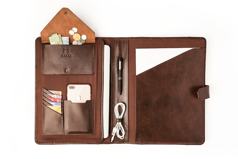 Mens Leather Portfolio Personalized Leather Organizer Laptop Etsy