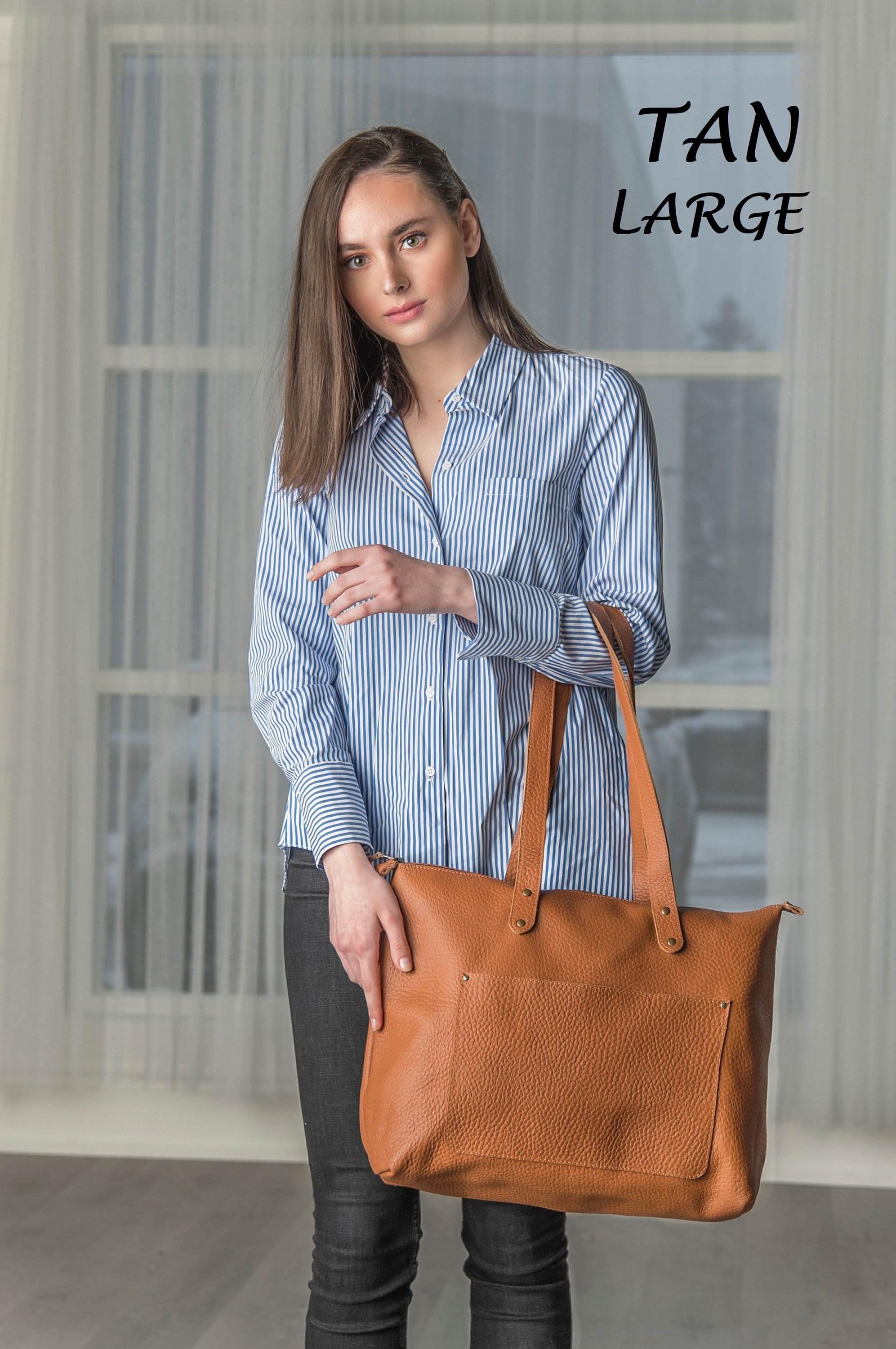 Leather Mini Tote | Amazing Lyndon Large w/Back Zipper / Old Town