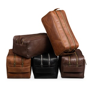 Trousse de toilette en cuir pour homme, trousse de toilette en cuir personnalisée pour lui, trousse de voyage pour homme, cadeaux de garçons d'honneur, cadeaux d'anniversaire en cuir pour la fête des pères