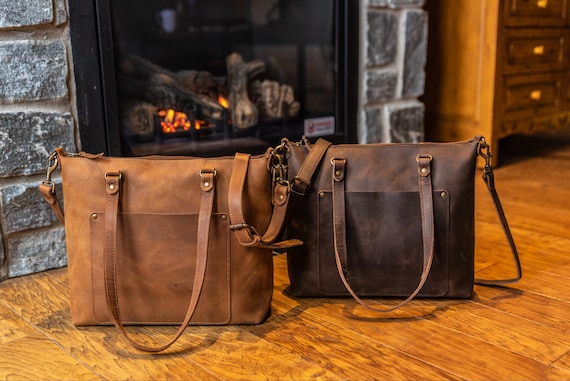 Handcrafted Leather Crossbody Tote - Spacious Interior and Customizable Design, Gifts For Her