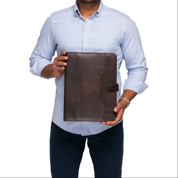 Portafolio de cuero para hombre, portadocumentos personalizado tamaño A4,  organizador de cuero marrón de 8,5x11 pulgadas, estuche para computadora  portátil, organizador tamaño carta -  México