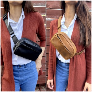 Leder Gürteltasche für Frauen Personalisierte Gürteltasche Vollnarbenleder Fanny Pack Taille Tasche Frau Sling Crossbody Bag Weihnachtsgeschenke für sie