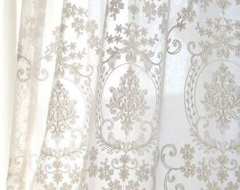 grey and white curtain fabric