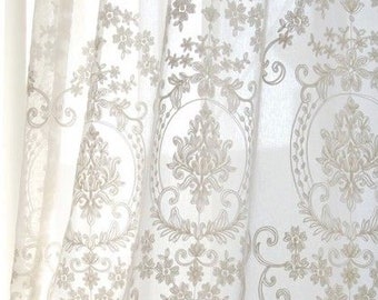 White Lace Curtains Etsy