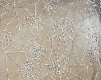 2 colors White Black Sequin Spider Web Lace Fabric Sequin Mesh Flowers Embroidered Tulle For Wedding Dress Veil  halloween costumes lace