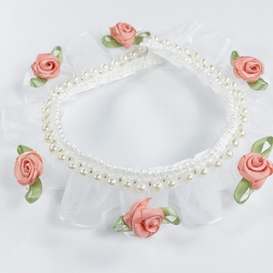 Lace trim 3d pink flower white snow yarn  pleated ruffled Floding Lolita Lace wedding lace bridal lace dress fabric veil lace 0.98&quot; width