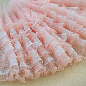 4 colors Lace fabric tutu tulle Ruffled Floding Lolita Lace white pink soft wedding lace bridal lace dress fabric veil lace 11&quot; width