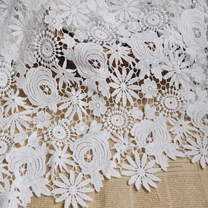 Lace fabric soft ivory alice alencon flower embroidery soft wedding lace bridal lace dress fabric veil lace 51" width by the yard