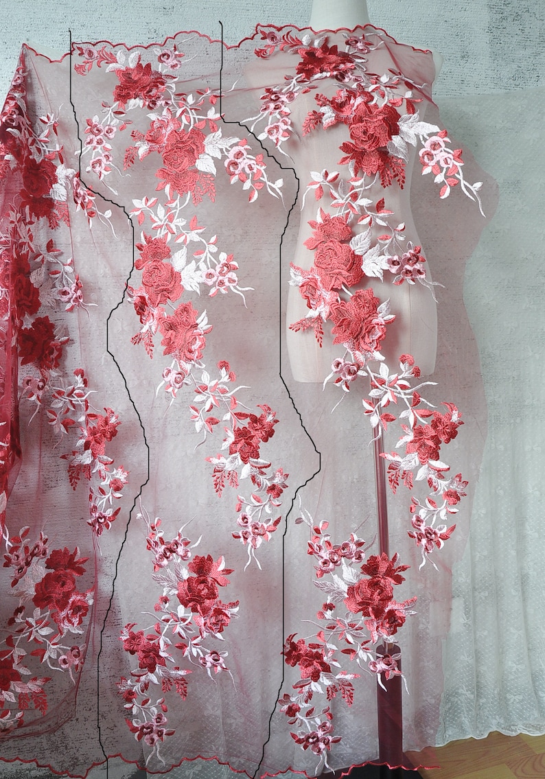 2 Colors Rose Flower Lace Applique Embroidery Bodice Applique Etsy