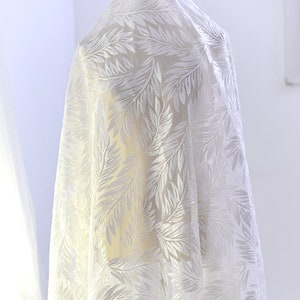 lace fabric off white sequin feather exquisite embroidery tulle fabric wedding lace bridal lace dress fabric veil lace 51&quot; width