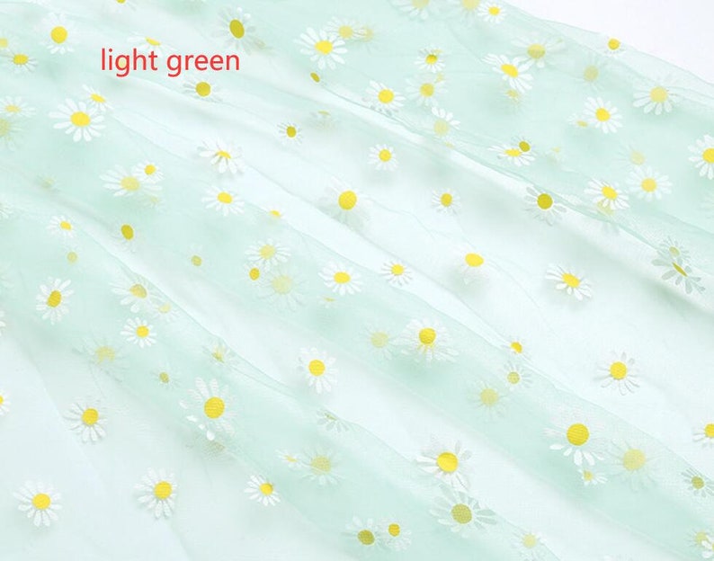 8 colors Print Daisy Soft Tulle Gorgeours Lace Fabric Floral Daisy Tulle Fabric Dress Bridal Veil Floral Baby Dress 63 width 1 yard Green tulle