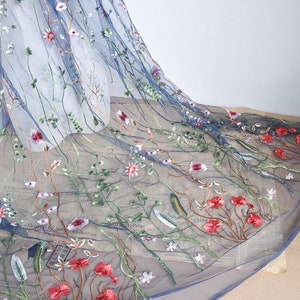 3 couleurs dentelle tissu fleur exquise broderie doux tulle tissu mariage dentelle mariée dentelle robe tissu 51 largeur par yard haute qualité blue tulle