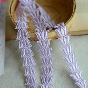 3 Yards Lace Trim Purple Tulip Lace Alice Exquisite Flower Floral Embroidered Scalloped Tulle bridal lace wedding lace 0.86&quot; width