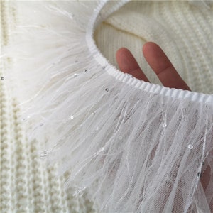 Lace fabric tutu tulle pleated lace sequin tassel ruffled Floding Lolita Lace wedding lace bridal lace dress fabric veil lace 3.54&quot; width