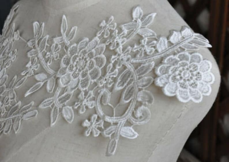 Ivory Embroidered Flower Lace Emma Cf main image 1