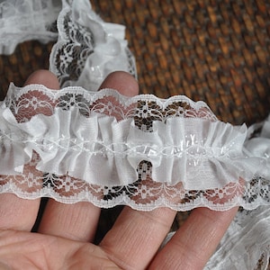 2 yard Lace trim white tulle pleated lace ruffled Floding Lolita wedding lace bridal lace dress fabric veil lace 1.77&quot; wide