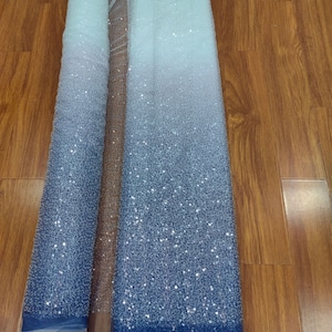 Blue gradient tulle sequin beaded exquisite soft tulle fabric wedding lace bridal lace dress fabric veil lace 51&quot; width