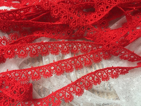 3 Yards Lace Trim Red Eyelash Flower Embroidery Exquisite Alice Lace  Alencon Embroidery Wedding Lace Bridal Lace Dress Fabric 0.59" Width - Etsy