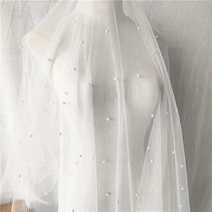 300cm width 150cm width bead pearl lace fabric exquisite soft tulle mesh fabric wedding lace bridal lace dress fabric veil lace by the yard