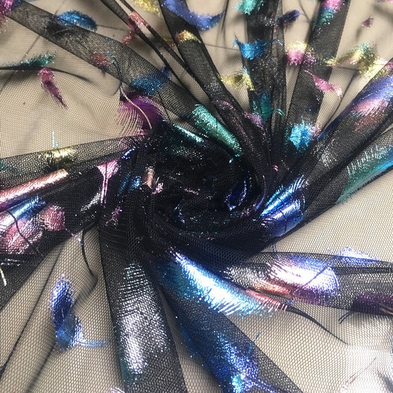 4 Colors Lace Fabric Rainbow Feather Sequin Star White Tulle | Etsy