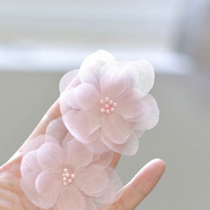 10pcs Light Pink 3D Flower Bead Pearl Super Luxury Lace Appliques Exquisite For Wedding Dress Grown Bridal Veil applique
