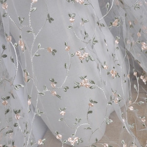 2 colors lace fabric rose leaf exquisite embroidery tulle fabric wedding lace bridal lace dress fabric 51" width by the yard high quality