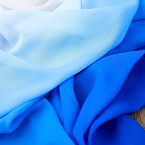 7 colors Ombre Gradient White Blue Chiffon Fabric Soft Chiffon Fabric For Prom Gown, Rainbow Dress, Maxi Dress, Spring Skirt 59&quot; width