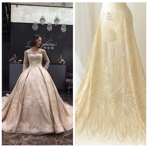 lace fabric gold sequin exquisite soft tulle embroidery fabric wedding lace bridal lace dress fabric veil lace 51&quot; width by the yard