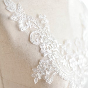 1pc Lace Applique ivory V shaped embroidery bodice lace applique bodice for bridal dress altering Super Luxury Bridal wedding applique image 3