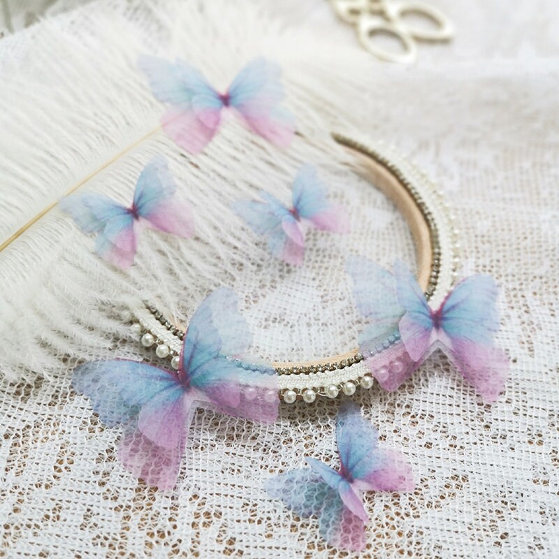 Liasun 3D Organza-Schmetterlings-Haarspangen – 6 Stück, Mehrfarbig, Mit Band Umwickelte Clips, Haaraccessoires Für Mädchen & Frauen