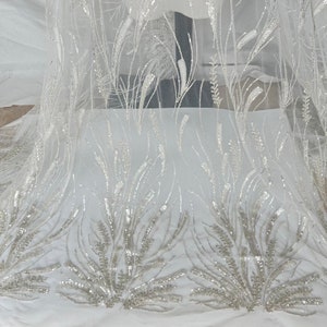 New Arrival fulled beaded sequin lace fabric exquisite soft tulle embroidery wedding lace bridal lace dress fabric veil lace 51&quot; width
