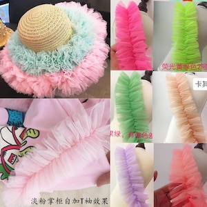 15 colors Lace fabric tutu tulle pleated ruffled Floding Lolita wedding lace bridal lace dress fabric veil lace 3.14&quot; width