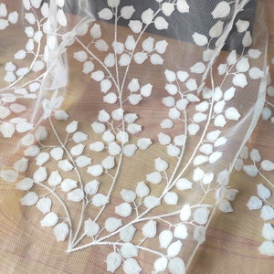 Lace fabric white tulle 3d lily of the valley exquisite soft wedding lace bridal lace dress fabric veil lace 51" width by the yard veil lace
