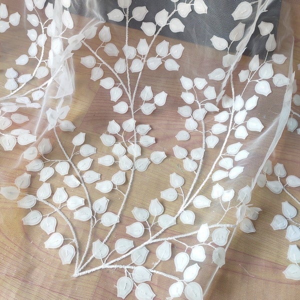 Lace fabric white tulle 3d lily of the valley exquisite soft wedding lace bridal lace dress fabric veil lace 51" width by the yard veil lace