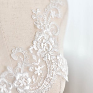 1pc Lace Applique ivory V shaped embroidery bodice lace applique bodice for bridal dress altering Super Luxury Bridal wedding applique image 4