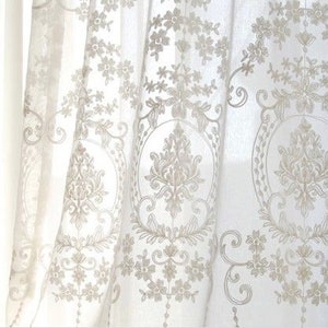 White Flower Embroidered on White Lace Floral Embroidery 270cm width