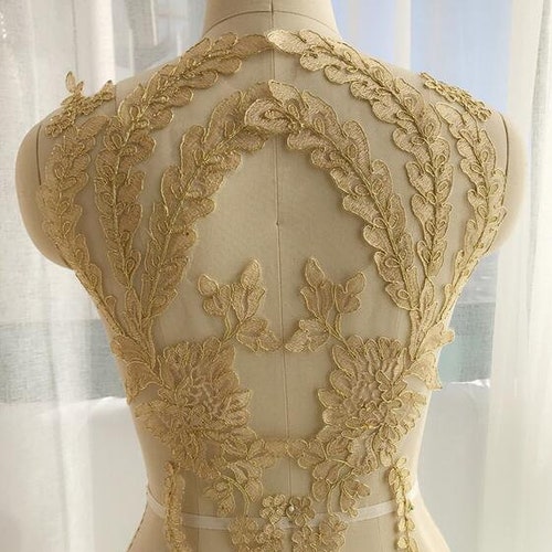 1 Pair 3D Gold Flower Rose Lace Applique Embroidery Bodice Etsy