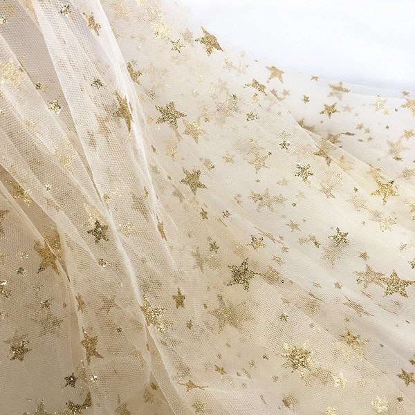 2 colors lace fabric gold silver sequin star beige tulle white tulle wedding lace bridal lace dress fabric veil lace 59" width by the yard