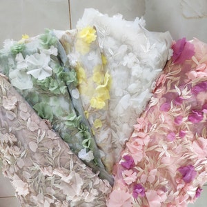 5 couleurs 3d mousseline de soie fleur élégante broderie exquise tulle doux tissu haut de gamme dentelle de mariage robe de mariée en dentelle tissu 51 largeur image 10