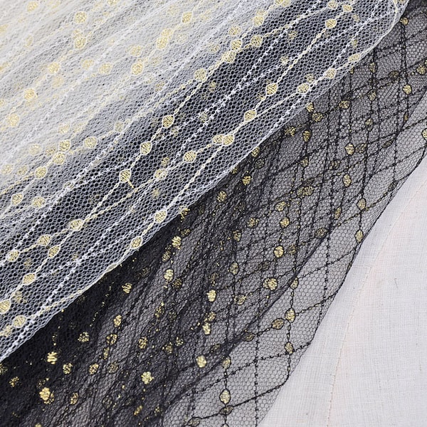 2 colors ivory black gold dot mesh exquisite embroidery tulle fabric wedding lace bridal lace dress fabric veil lace 59" width by the yard