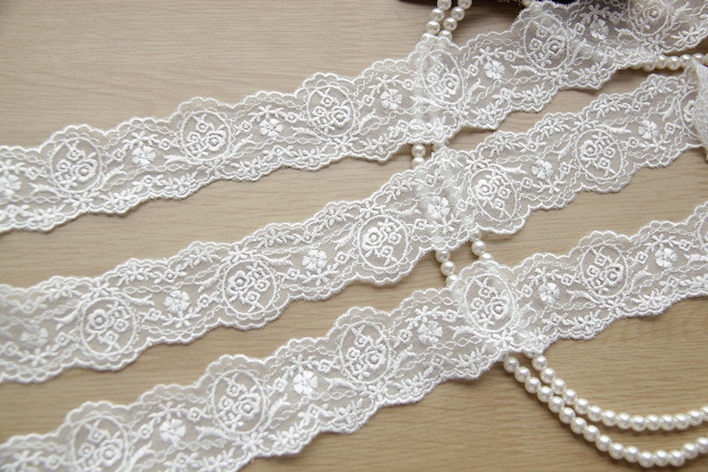 3 colors 2 yards Lace trim exquisite black white beige tulle cotton rose floral embroidery wedding lace bridal lace dress fabric 1.37 width
