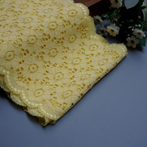 2 Yards Lace Trim Elastic Stretch Yellow Flower Floral Embroidered Scalloped Tulle bridal lace wedding lace 5.9&quot; width
