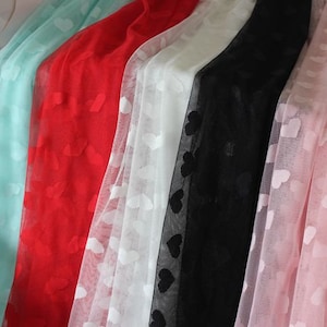 Lace fabric stretch white black heart soft wedding lace bridal lace dress fabric veil lace babd dress lace dance dress 59" width by the yard