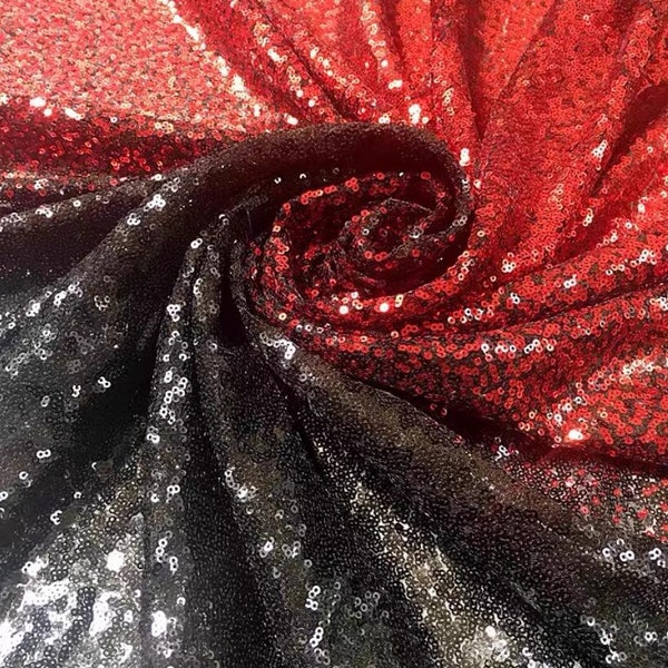 Tela de encaje rojo y negro con lentejuelas, bordado Floral, suave, para boda, vestido de novia, tela de encaje de 51 "de ancho