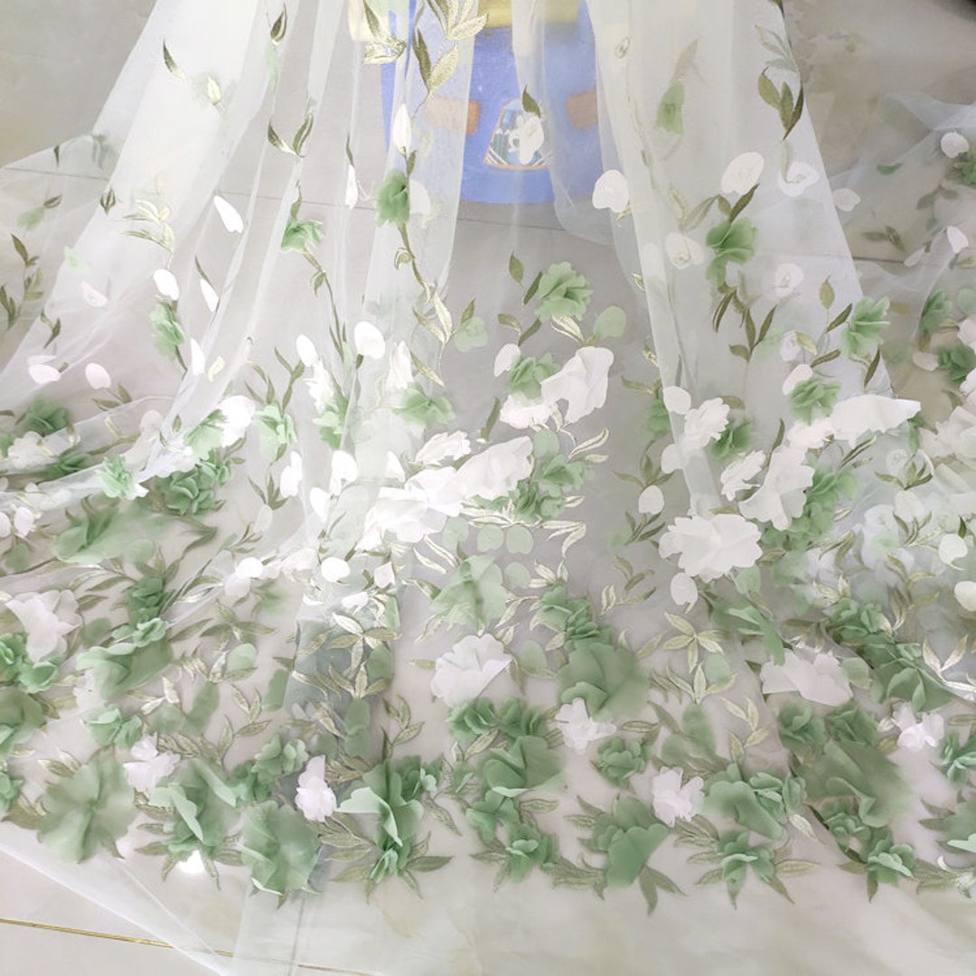 5 Colors 3d Chiffon Flower Elegant Exquisite Embroidery Soft Tulle High ...