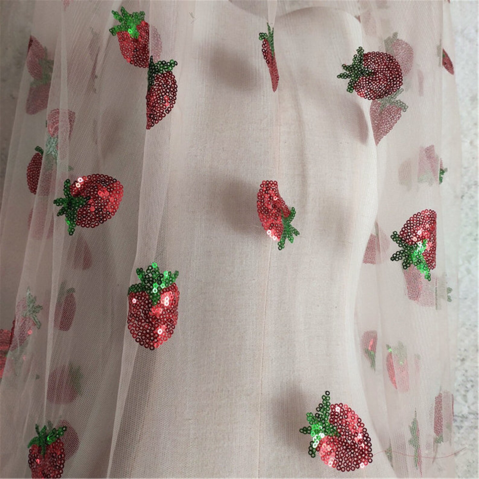 sequin strawberry tulle dress