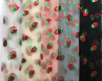 5 colors tulle sequin strawberry flower embroidered lace fabric floral lace fabric ball gown, floral wedding dress, lace top 51&quot; width