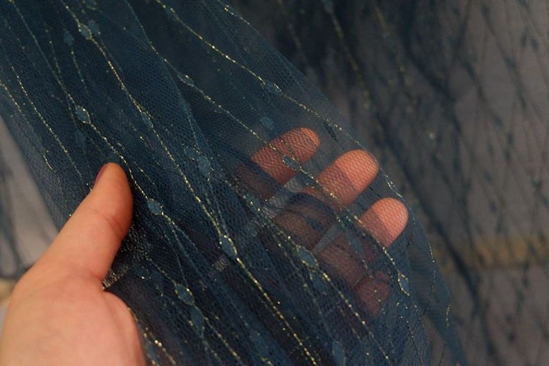 Off white black delicate gold polka dot pattern Tulle Lace Fabric Wedding Fabric soft Tulle Lace Fabric for Illusion Gowns 59" Dark green