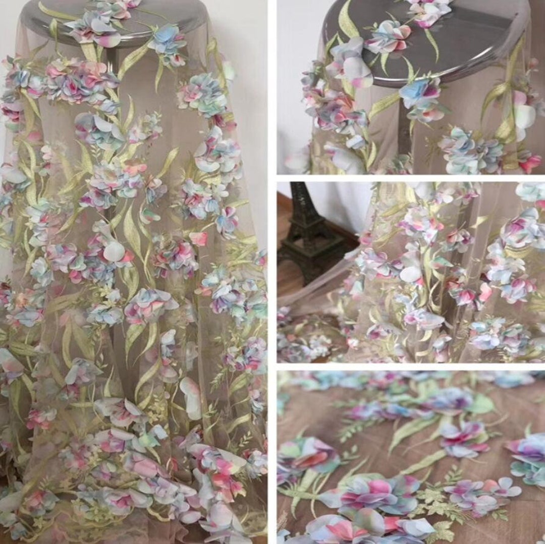 8 Colors 3d Chiffon Flower Elegant Exquisite Embroidery Soft Tulle ...